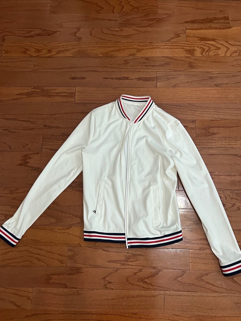 Gg Blue White Performance Bomber Jacket Red Navy Stripe Golf Tennis Preppy Small - Picture 3 of 6